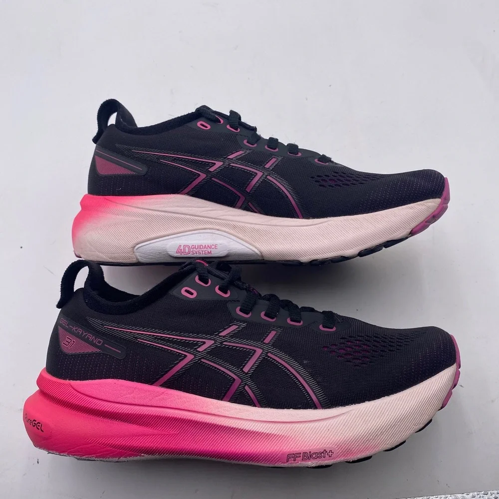 ASICS GEL-KAYANO 31 Running Shoes Womens 6 Black Pink Stability 1012B670 Sneaker